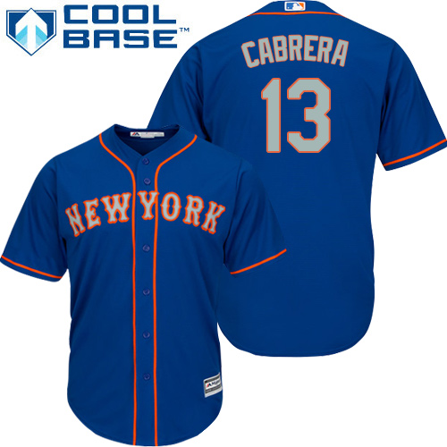 Mets #13 Asdrubal Cabrera Blue(Grey NO.) Cool Base Stitched Youth MLB Jersey